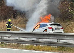 Hořící BMW na D1