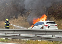 Hořící BMW na D1